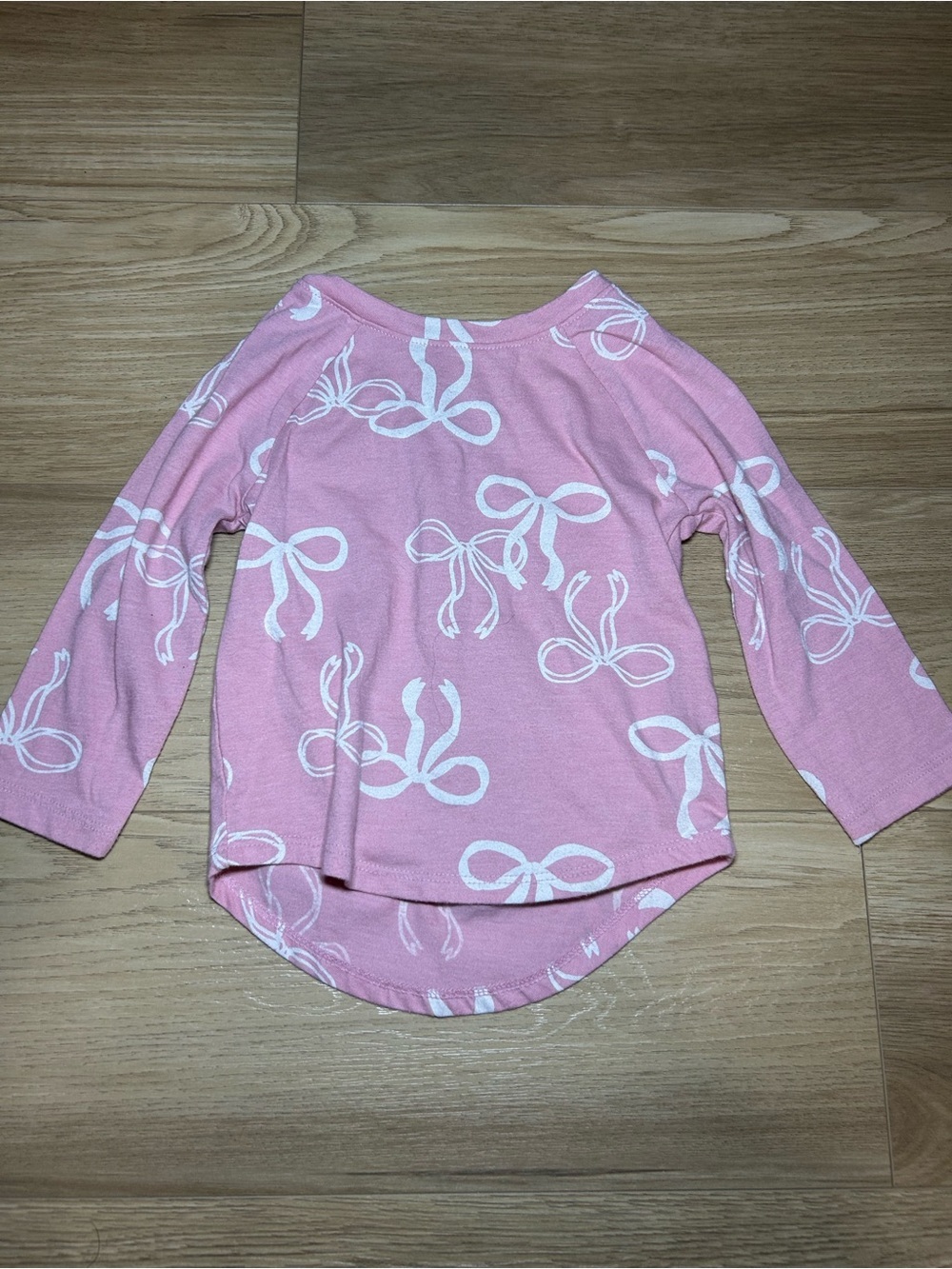 Cat & Jack Pink Long Sleeve Tee with White Bow Print